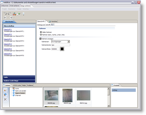 Screen-Shot: Design bearbeiten