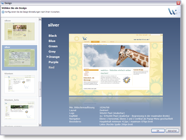 weblica Design-Auswahl