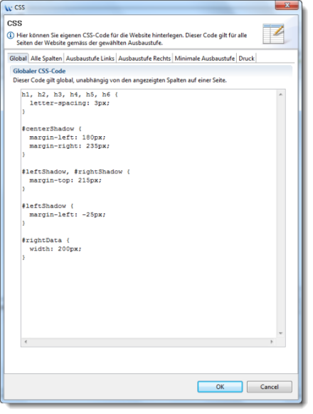 CSS-Dialog in Version 2.5