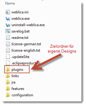 Eigene Designs in weblica Installation kopieren