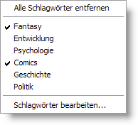 Schlagwörter Kontextmenü im Navigator