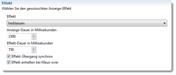 Slider Effekt Eigenschaften