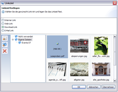 Linkziel-Dialog: Download
